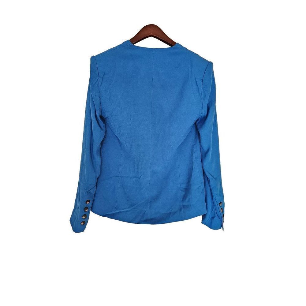 L'AGENCE Elleta collarless blazer Daphne blue size 2 NWT satin crepe - Picture 2 of 11